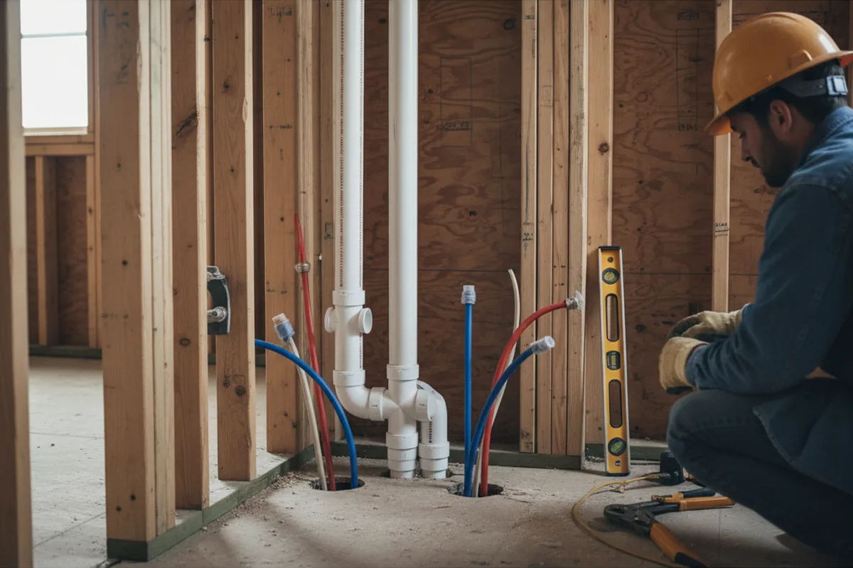 Drain and supply rough-in during Sump Pump Repair in Live Oak